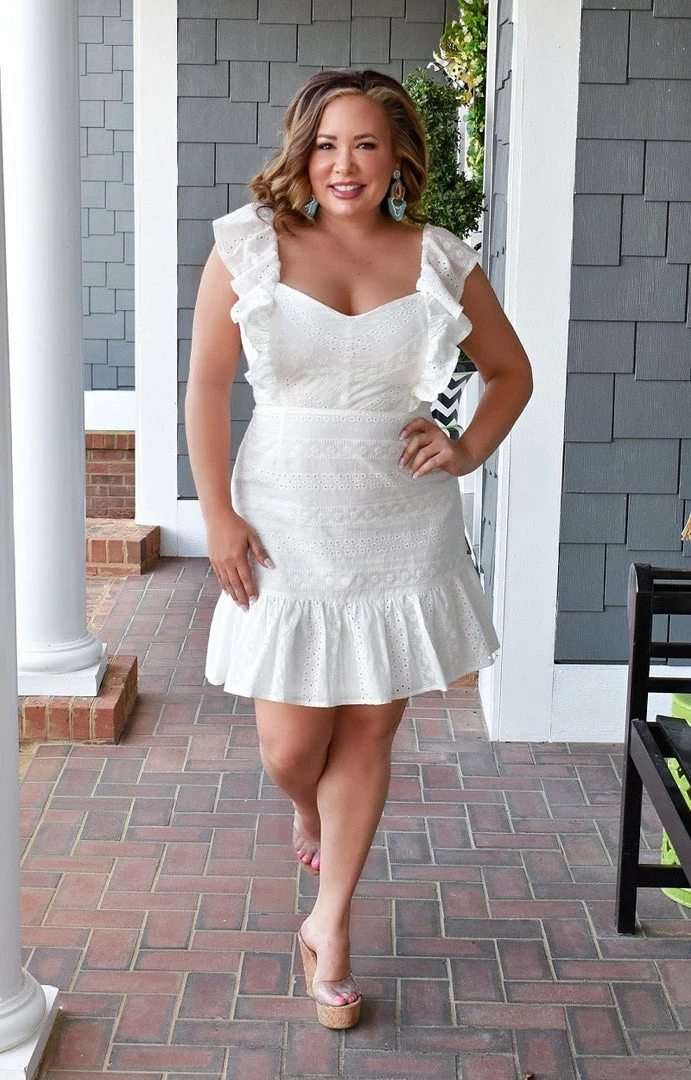 Flying Tomato - AD1888-PP - 12622 Memorable Moments Eyelet Dress - White 1 Flying Tomato - AD1888-PP - 12622 Memorable Moments Eyelet Dress - White