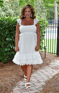 Flying Tomato - AD2628-PP - 7822 DRESSES From Now On Eyelet Dress - White