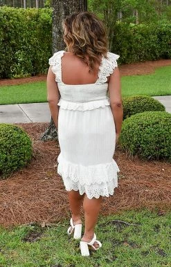 Flying Tomato - AD2628-PP - 7822 DRESSES From Now On Eyelet Dress - White 6 Flying Tomato - AD2628-PP - 7822 DRESSES From Now On Eyelet Dress - White