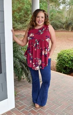 Heimish - BL-ST1748-10 - 2822 Waste No Time Floral Top - Wine TOPS 7 Heimish - BL-ST1748-10 - 2822 Waste No Time Floral Top - Wine TOPS