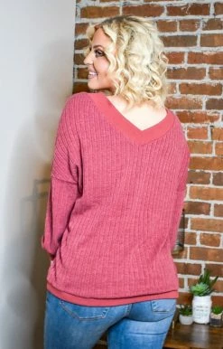 HeySon - HT1292PD - 112720 Burn It Up Oversized Sweater - Burgundy