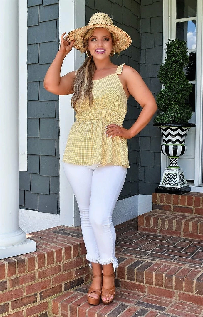 143 Story - CTM8844-PP - 6622 TOPS Call Me Cute Gingham Top - Honey 1 143 Story - CTM8844-PP - 6622 TOPS Call Me Cute Gingham Top - Honey