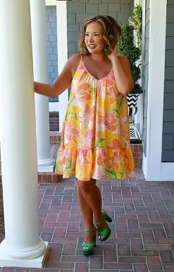 Flying Tomato - ID18748-PP - 7222 Come To Me Floral Dress - Yellow DRESSES