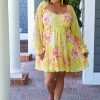 Flying Tomato - LD1406-PP - 41522 Essence Of Love Floral Dress - Yellow DRESSES