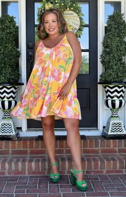 Flying Tomato - ID18748-PP - 7222 Come To Me Floral Dress - Yellow DRESSES