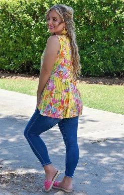 BE Stage - PT11072 - 51922 Caribbean Crush Floral Top - Yellow